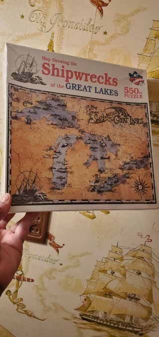 550 Piece Jigsaw Puzzle Map Showing The Shipwrecks Of The Great Lakes