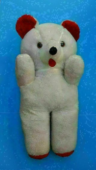 Vintage Commonwealth Toy Ny Usa White & Red Teddy Bear Plush Stuffed 25 " Long