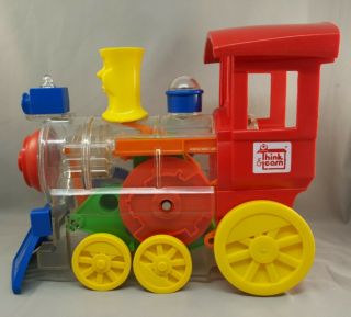 1974 Ideal Think & Learn Toot - Loo - Locomotive Clear Wind Up Whistling Toy Train