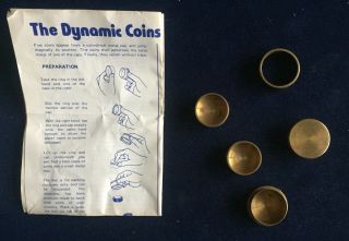 Vintage Magic Trick Dynamic Coins Like Tenyo T - 69 Coins Appear Penetrate Vanish