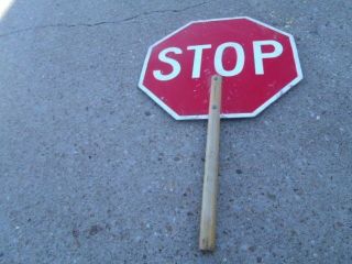 Vintage Slow And Stop Hand Held Aluminum Sign 18 1/8 " Diameter