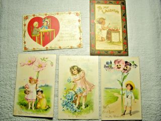 Five Vintage Raphael Tuck Valentine Postcards