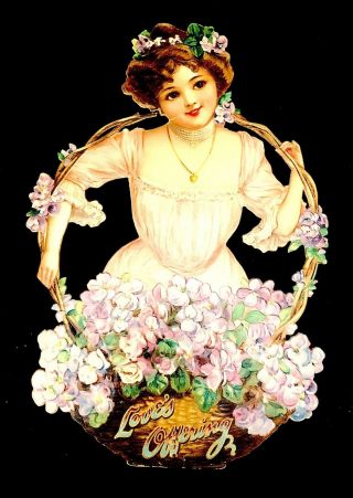 Antique Raphael Tuck Valentine Victorian Era Die Cut 10 1/2” X 7 "