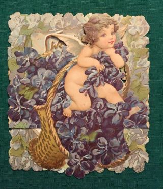 Antique Victorian Raphael Tuck Valentine Die Cut Fold Card Brundage Cupid