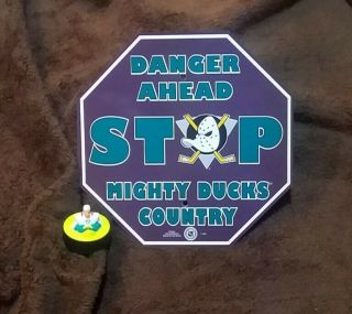 Rare Vintage Annaheim Mighty Ducks Fan Stop Sign 12 " X12 " Puck