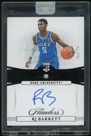 2019 Panini Flawless Diamond Collegiate Rookie Gems Rj Barrett Rc Auto 1/1