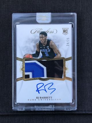 2019 - 20 Flawless Collegiate Rj Barrett Rpa 24/25 Rookie Patch On Card Auto Ssp