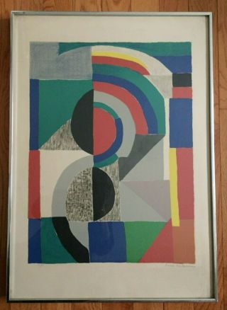 Sonia Delaunay Signed Lithograph " Icon ",  Year Of Work,  1970,  Framed,  About 30x21