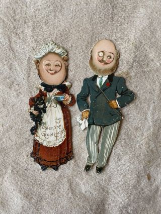 Antique 1890s Raphael Tuck Valentines Day Big Head Paper Dolls Saxony